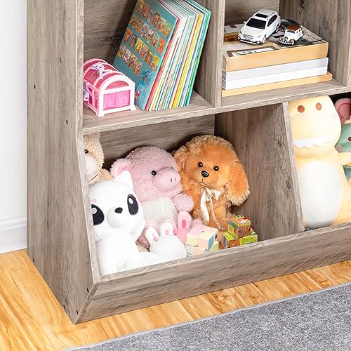 Miniatura 7 de HOOBRO Estantería para niños, estantería con cabecera, cubo de almacenamiento de juguetes, estantería para juguetes de niños, gabinete de