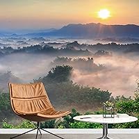 Vista 16 de SIGNWIN Adhesivo mural removible para pared, niebla y niebla, montaña, ladera, bosque, naturaleza, desierto, fotografía, realismo, paisaje