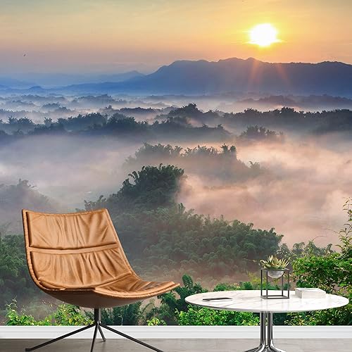 Miniatura 16 de SIGNWIN Adhesivo mural removible para pared, niebla y niebla, montaña, ladera, bosque, naturaleza, desierto, fotografía, realismo, paisaje