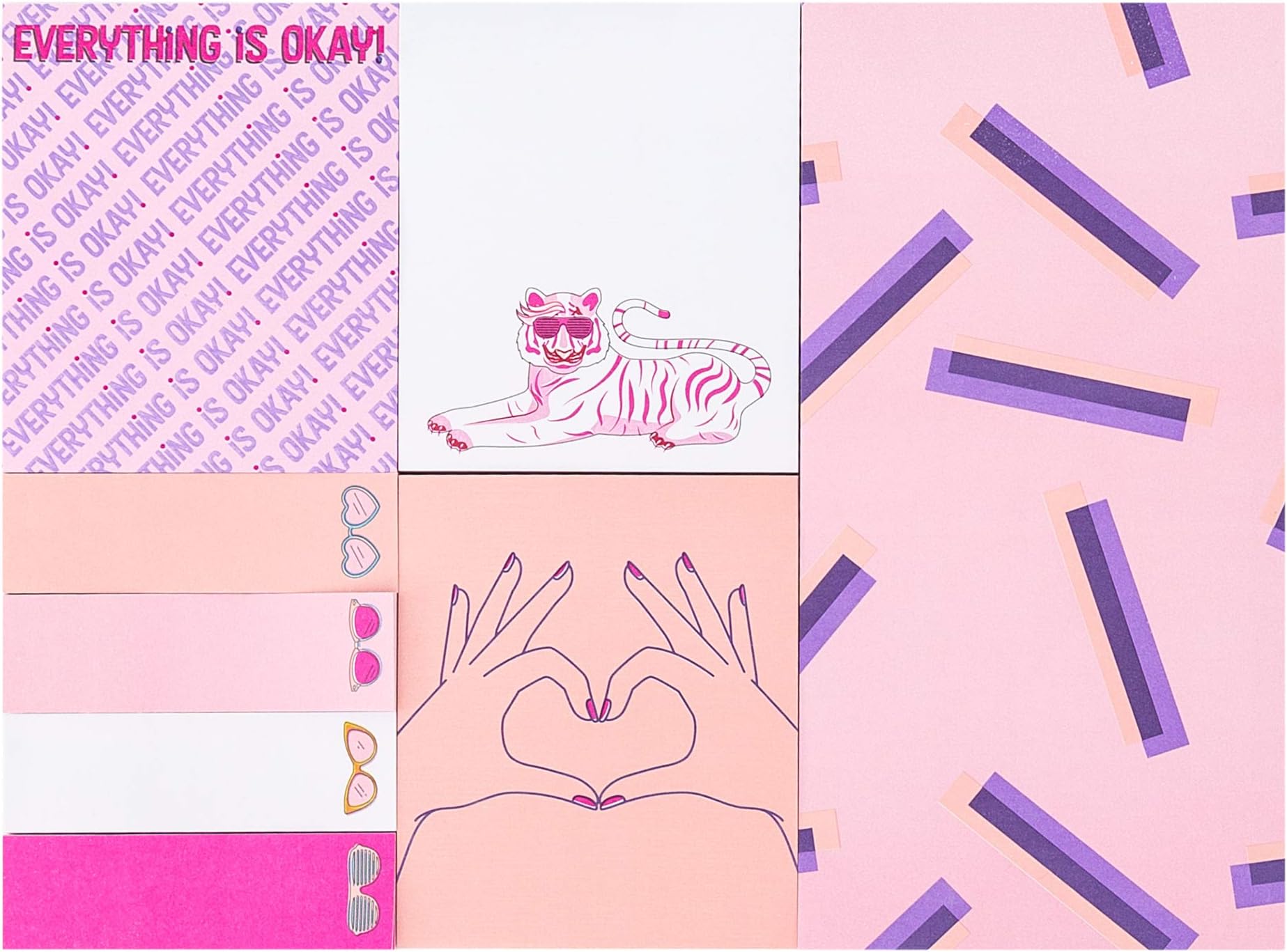 YoobiSticky Note Set, 8-Pk | Includes 3 Different Sized Sticky Notes, Pads, & Page Markers | Cute & Fun Pastel Design, YB319481CA