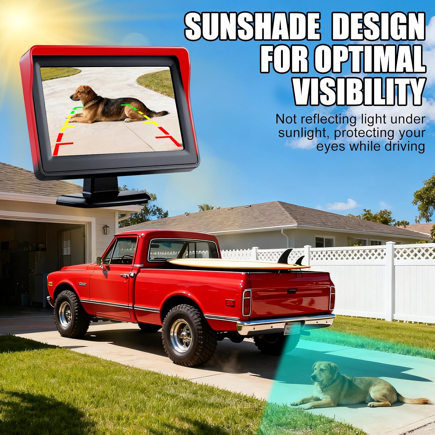 4.3 inch Color TFT LCD Display Screen Backup Camera Monitor only Rear View Reverse Monitor Display for Car SUV Van Truck(Power Supply: DC 12V)