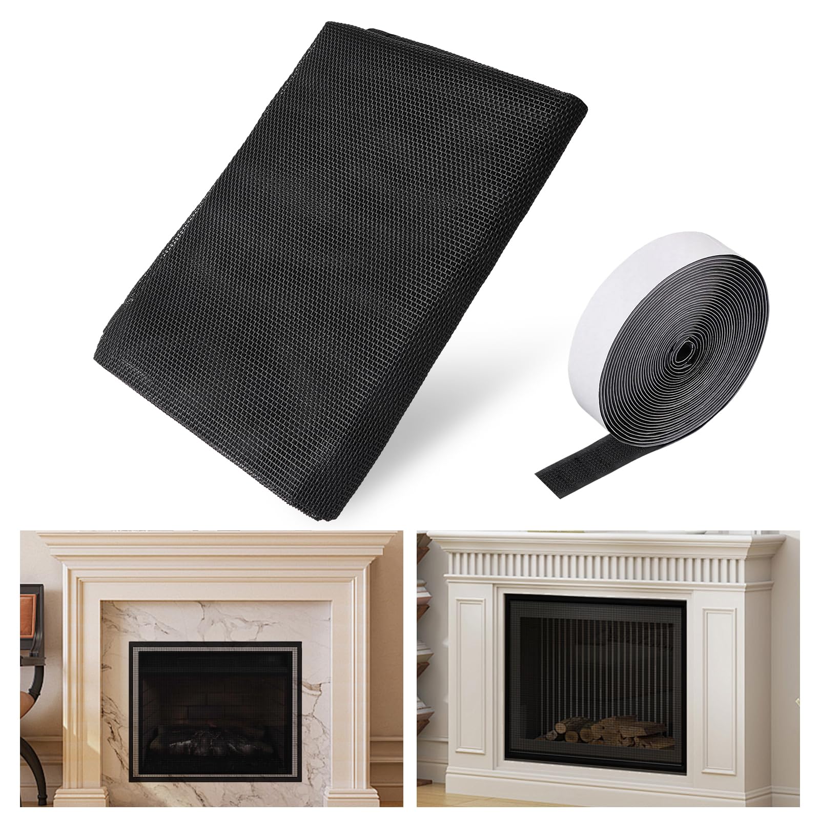 Fireplace Cover, Mesh Fireplace Cover, Guard Fire Screen Single Panel, Fireplace Cover Baby Proof to Prevent Baby and Pet Near Fireplace, Fireplace Flue Blocker (29 * 40in)
