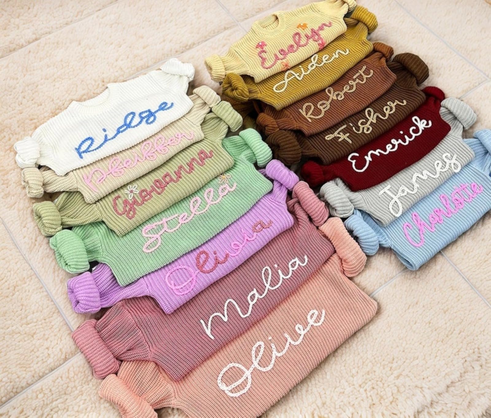 Personalized Baby Sweater,Personalised Knit Jumper,Custom Baby Sweater with Hand-Embroidered Name and Monogram,Baby Gift (2T)