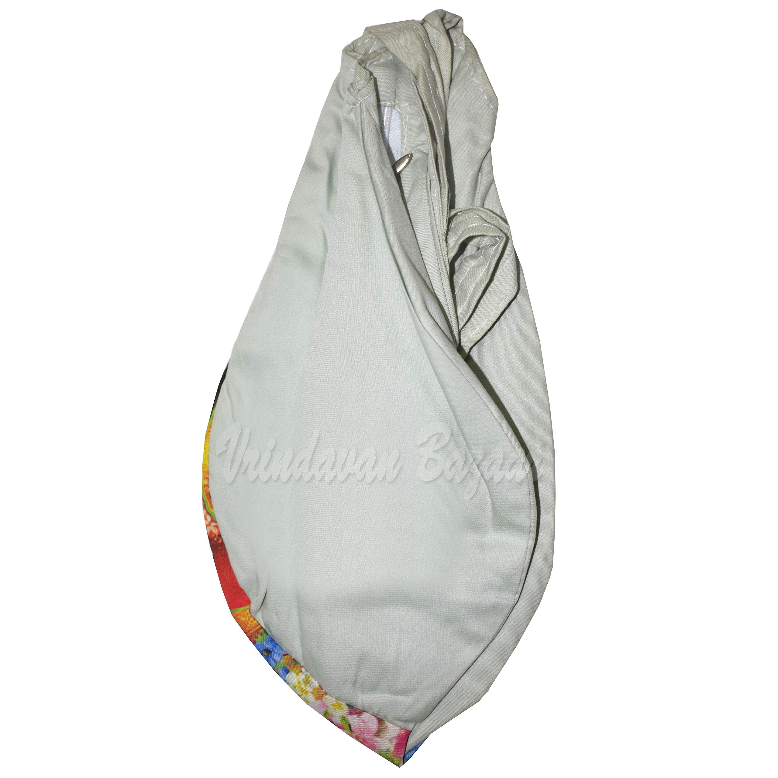 Borsa Giapponese Ricamata Con Volto Di Narasimha Blu: In Cotone, Con Tasca Zip, Per Mala E Meditazione, Vrindavan Bazaar - 2