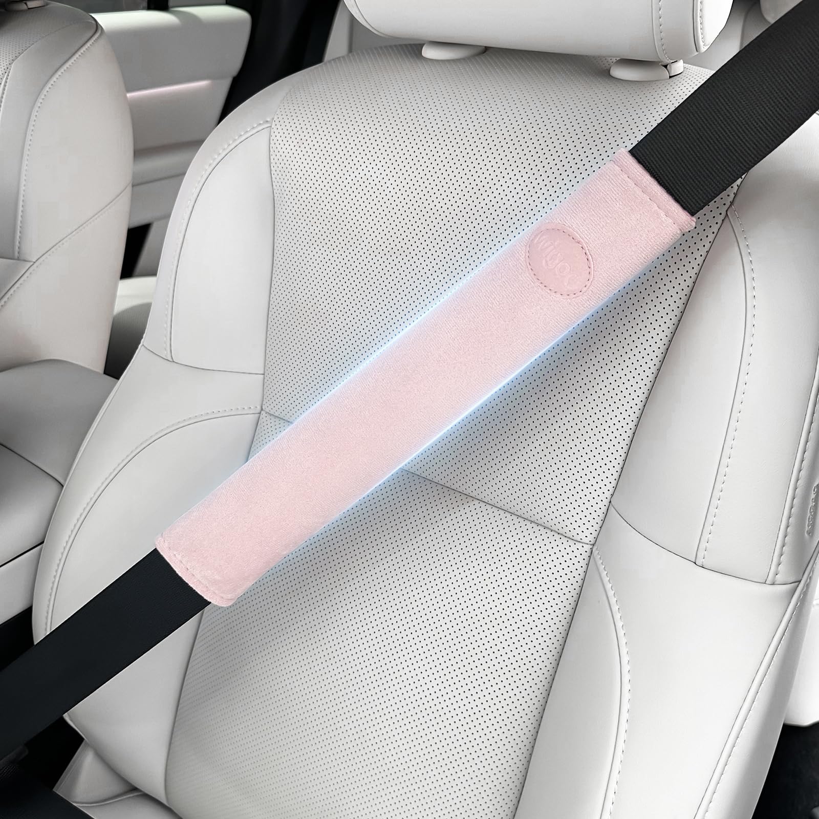 Wigoo Car Seat Belt Covers, Skin-Friendly Suede 2 Pack, 13.9 Inch, Pink