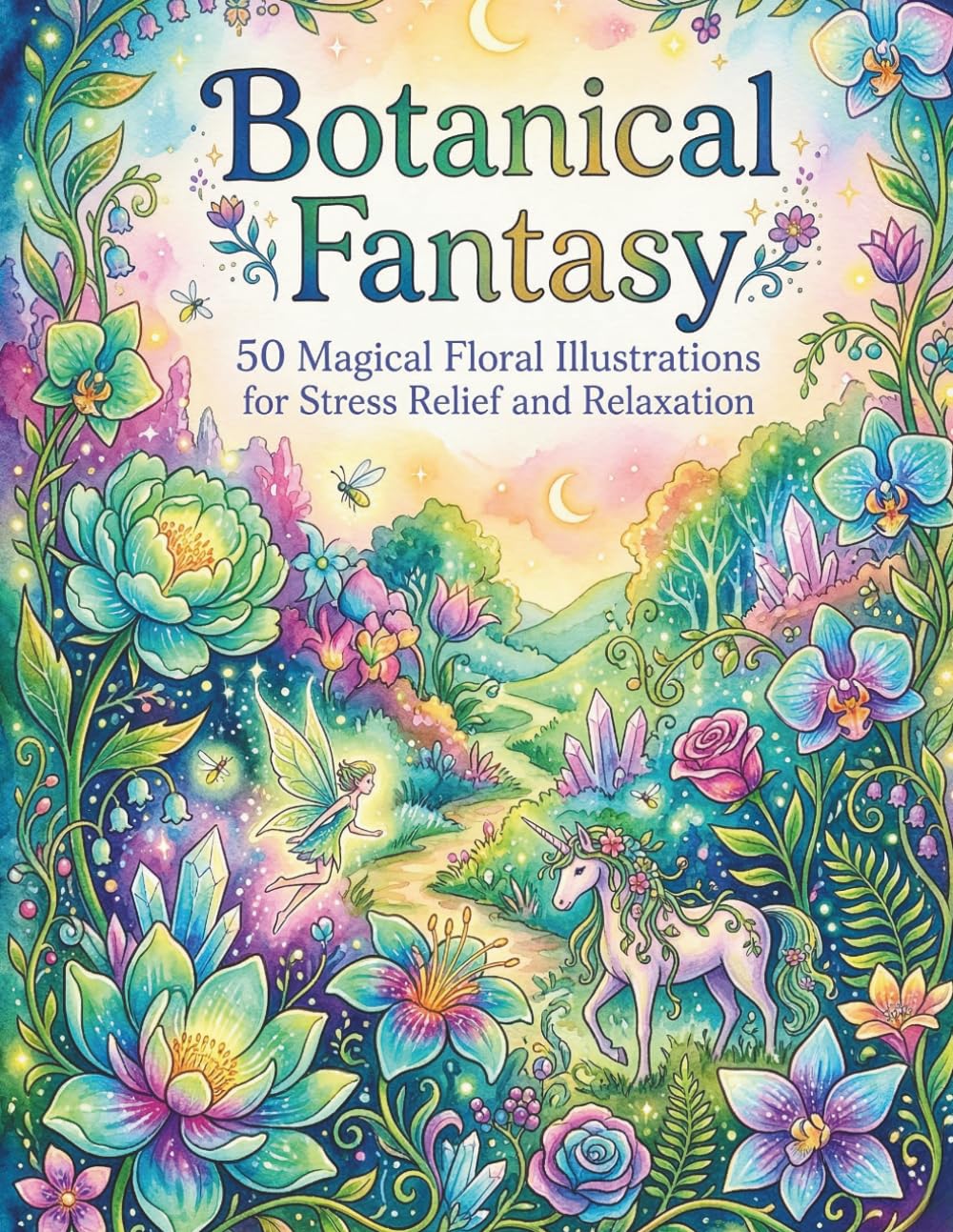 Botanical Fantasy: 50 Magical Floral Illustrations for Stress Relief and Relaxation