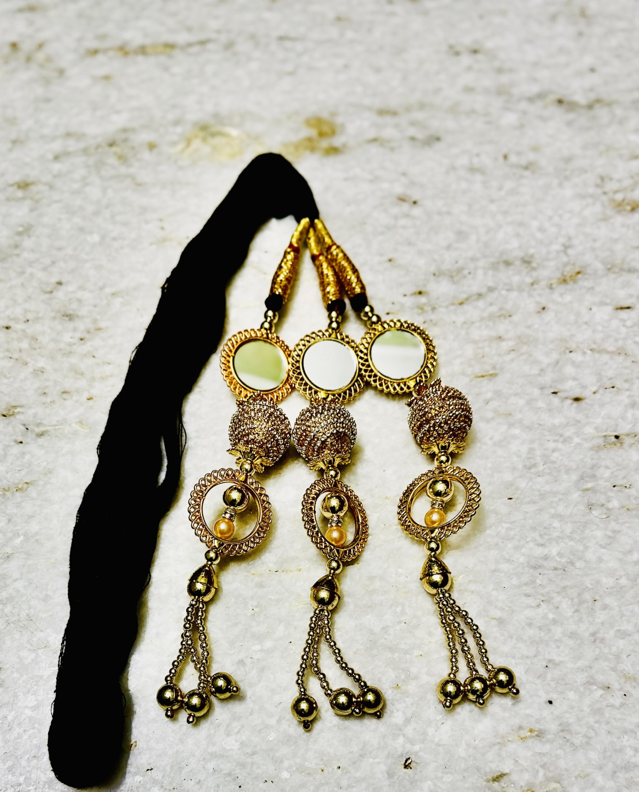 Indian Style Handmade Paranda Parandi Hair Accessory Braid Tassles Extensions with Mirror Punjabi Paranda Wedding Bridal Pranda, Suitable for Bhangra/Giddha/Folk dance, Traditional costume accessory