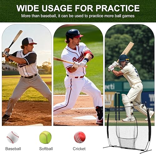 Miniatura 7 de NEWBULIG Red de béisbol y sóftbol de 7 x 7 pies, práctica de lanzamiento, bateo y redes de bateo, incluyendo bolsa portátil, para jugadores de todos