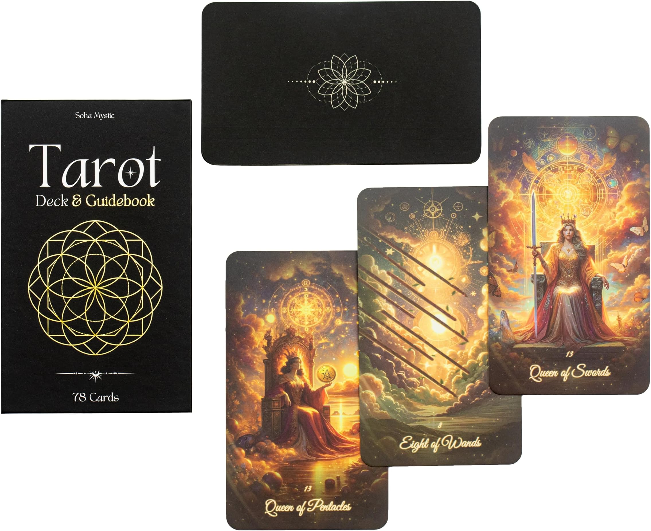 Vibrant Modern Tarot: Beginner Tarot Cards with Guide Book - Unique & Vibrant 78 Tarot Cards Set for Spiritual Protection & Intuition