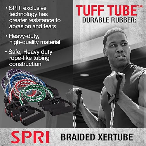 Miniatura 3 de SPRI Xertube, cuerdas trenzadas para ejercicios con banda resistente