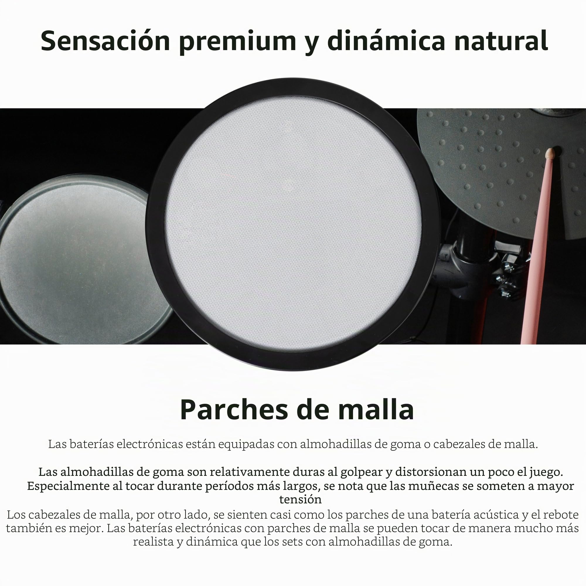 XDrum DD-250P Set De Batería Electrónica, 3x pads de platillo de 8" zone | Batería electrónica con Mesh Heads, Módulo de sonido con 74 sonidos y 12 kits de batería, Pad de bombo de 4" con pedal, 5 mm)