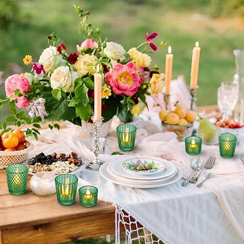 Miniatura 3 de Layhit Juego de 24 portavelas de vidrio transparente, portavelas votivas de vidrio vintage, velas de té, velas de mesa, centros de mesa, centros de