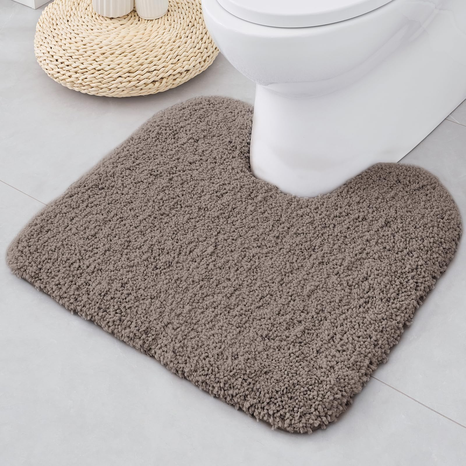ILANGO Toilet Rugs U Shaped 22" × 24",Soft Absorbent Microfiber Bath Rugs