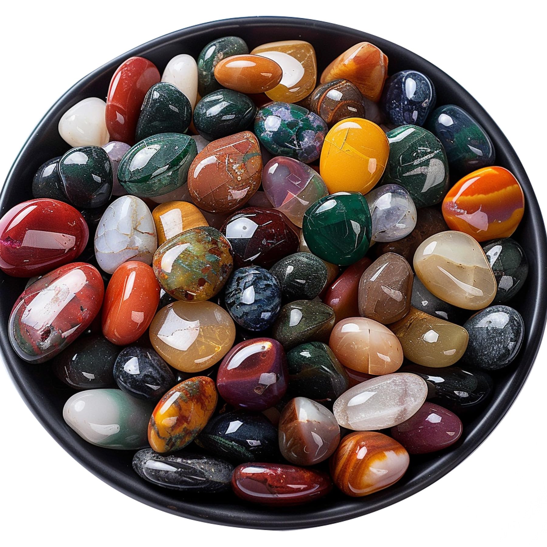 Polished Ocean Jasper Crystal Chips Set, 0.4", 128 Pcs - Handpicked Tumbled Stones and Crystals Bulk for Healing, Reiki, Meditation, Witchcraft and Home Decor