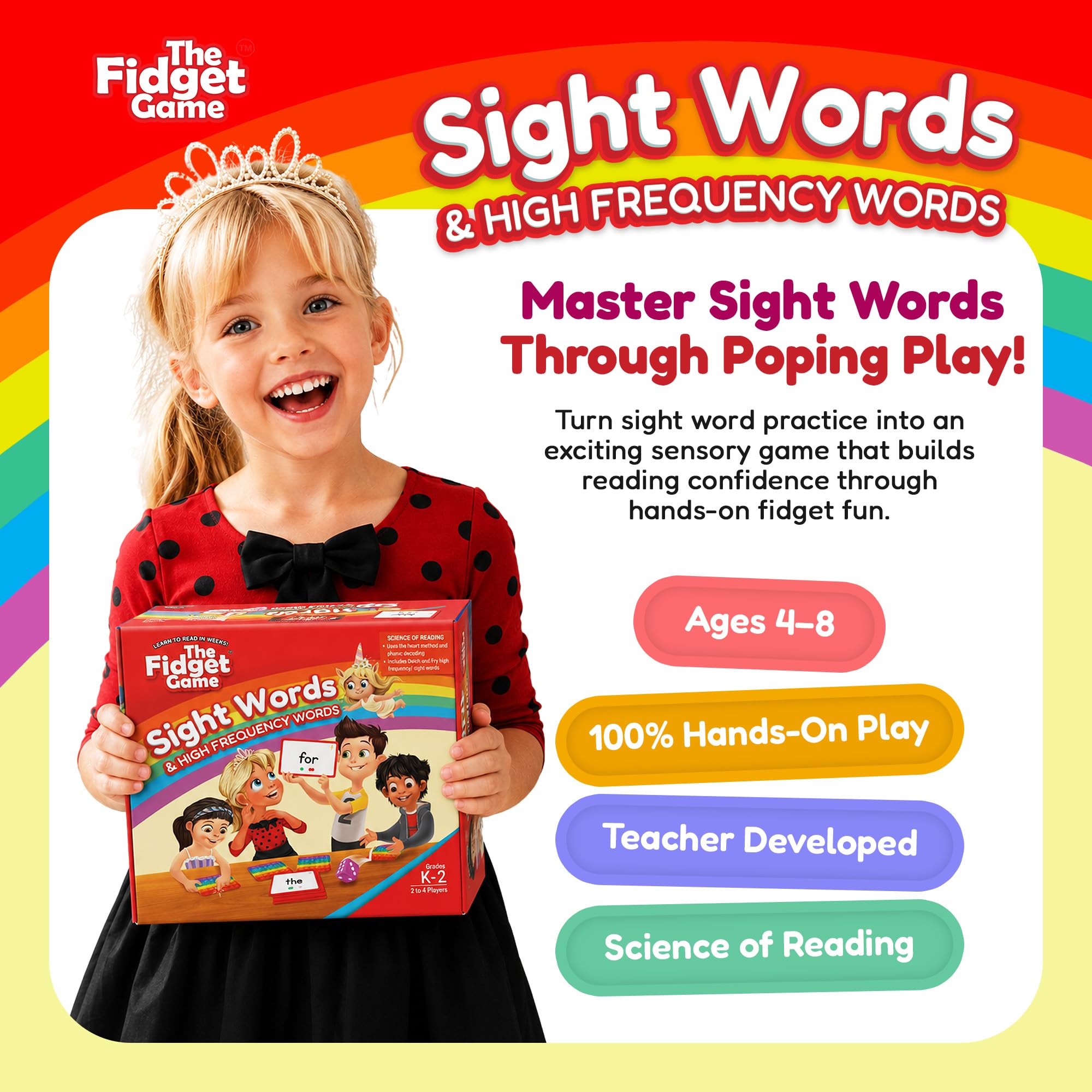 The Fidget Game Sight Words Game, Reading Flashcards and Pop Fidget Toys — Amazon image 2