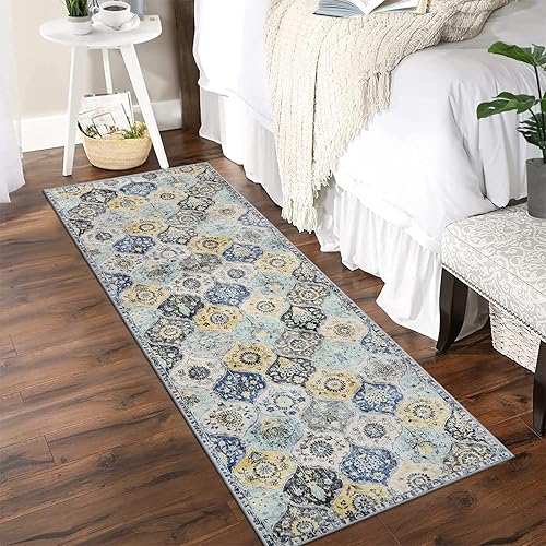 Miniatura 6 de Lahome Alfombra marroquí lavable para pasillo, 2'5''x8' ultrafina, para pasillos y cocina, oriental vintage antideslizante, alfombra
