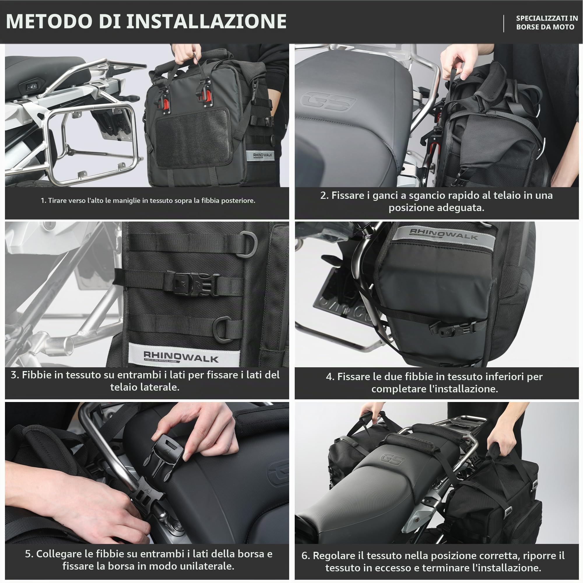 ENJOHOS Borse Laterali Moto Extensible 25-32L Borsa Moto Posteriore Laterale Impermeabile Borsa Sella Motos da Viaggo Borse Morbide Valigie Laterali Motos con Tracolla per Campo Outdoor (Nero-1 Pezzo) | ENJOHOS Borsa laterale per moto, espandibile, 25-32