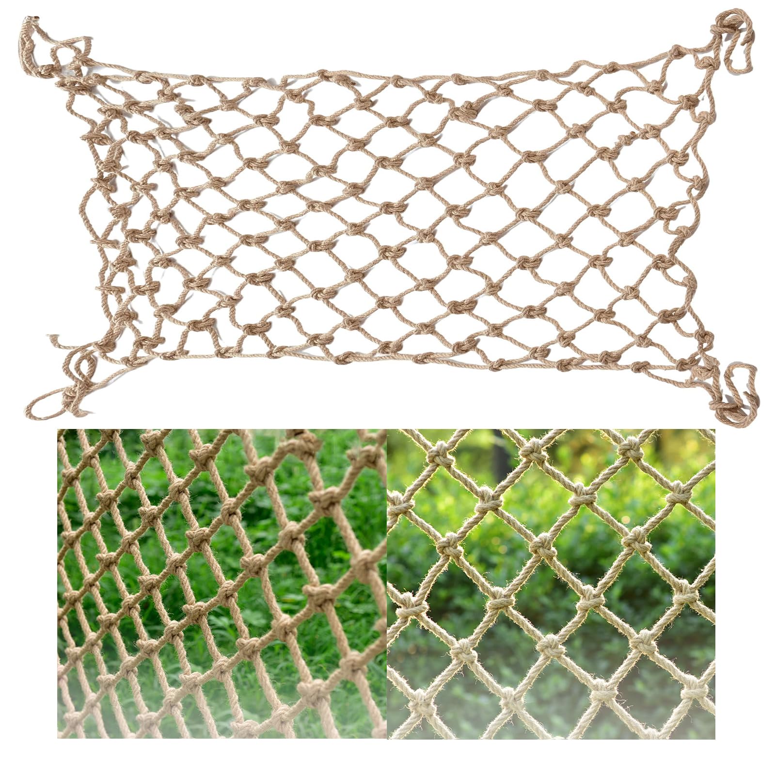 Filet en corde de chanvre et jute 3x4m pour sécurité balcon escalier