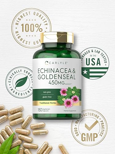 Miniatura 6 de Carlyle Cápsulas de Echinacea Goldenseal de 450 mg  150 unidades  Vegetarianas, sin OMG, sin gluten