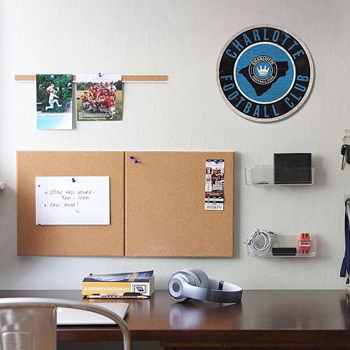 Miniatura 61 de Fan Creations Letrero redondo de madera de New York Red Bulls FC MLS, decoración de pared redonda de 12 pulgadas, muestra tu espíritu RBNY y decora