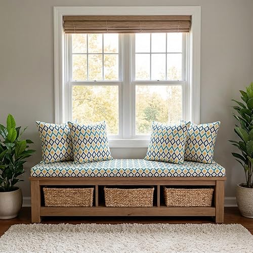 Miniatura 8 de ROFIELTY Cojín de banco con diseño de ribetes – Cojín de asiento de muebles de interior/exterior para columpios de porche, asientos de ventana,