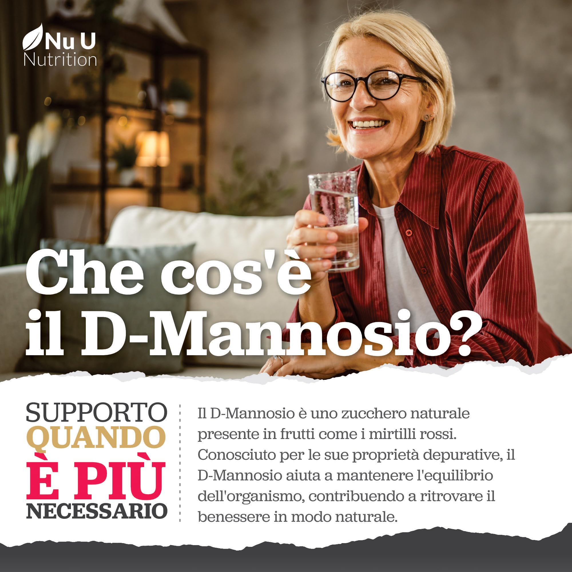 D-Mannosio Puro - 120 Capsule Vegane - Complesso 3 in 1 con Estratti di Mirtillo Rosso e Ibisco - Supporto Naturale per le Donne - Prodotto in Europa - Nu U Nutrition