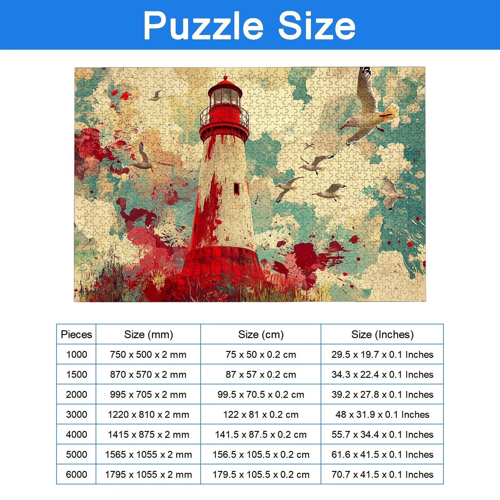 Puzzle 3000 Teile Erwachsene, Leuchtturm Puzzle 3000 Teile, EIN Herausforderndes Rätsel, Anime Holzpuzzle Erwachsene mit Exquisiter Verpackungsbox, Puzzlespiele für Die Ganze Familie, Geschenke, -6892
