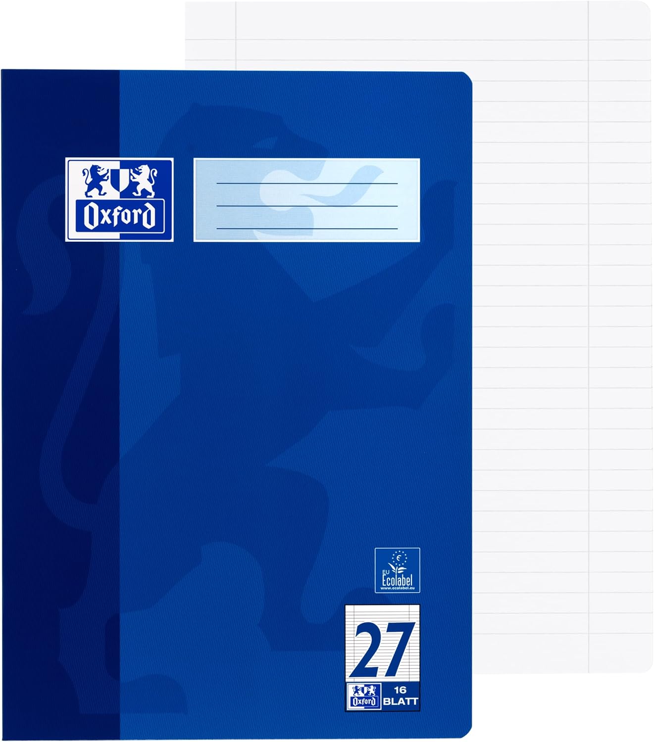Oxford -A4 notebook, lined, with double margin, 16 sheets, blue, 5 pieces