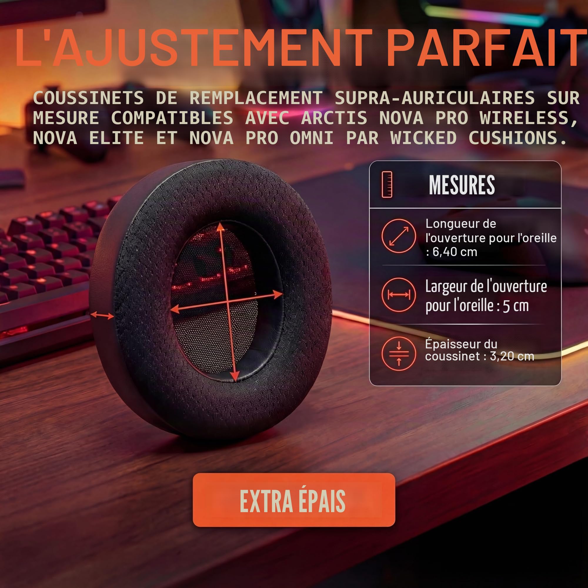 WC Freeze Nova Pro Wireless - Coussinets d'oreille en Gel rafraîchissant pour Arctis Nova Pro Wireless, Elite et Pro Omni (ne Convient Pas aux Autres modèles), par Wicked Cushions | Black