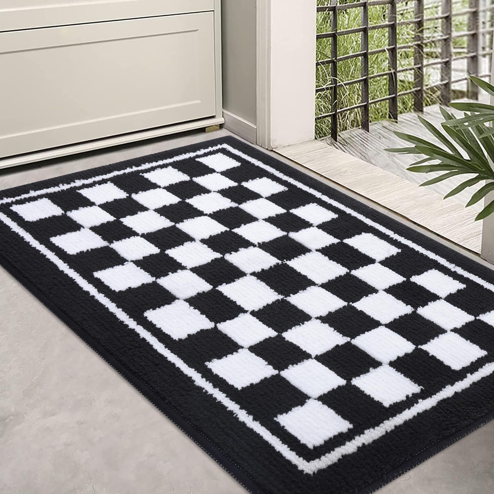 smiry Door Matts Indoor, Super Absorbent Entrance Door Mat, Machine Washable Inside Doormat, Low-Profile Dirt Trapper Mat