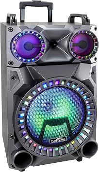 beFree Sound Rechargeable 12 Inch Bluetooth Portable Party Speaker with Party Lights, FM Radio and USB/TF Inputs