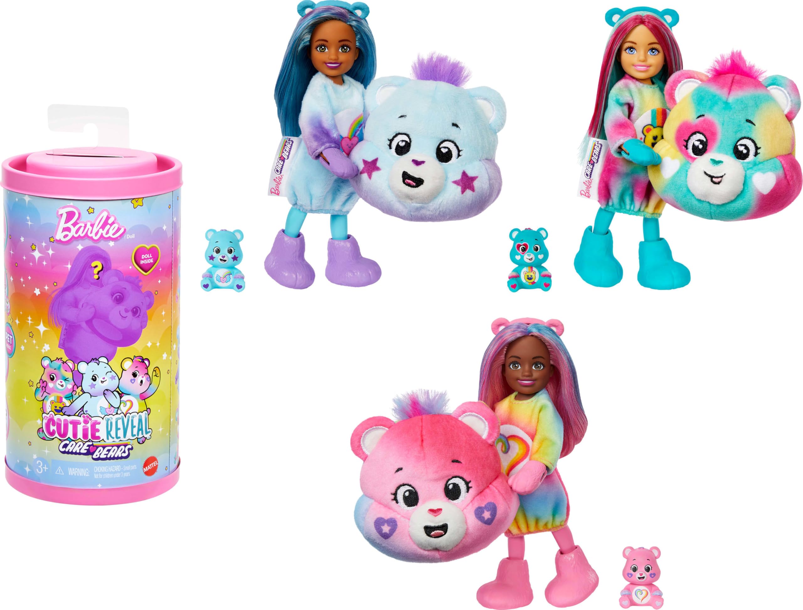 Barbie Cutie Reveal Sevimli Ayıcıklar Chelsea küçük bebek ve aksesuarları, pelüş hayvan kostümü ve renk değişimi dahil 6 sürpriz içeren 2. seri (Stiller çeşitlilik gösterebilir), JGH75