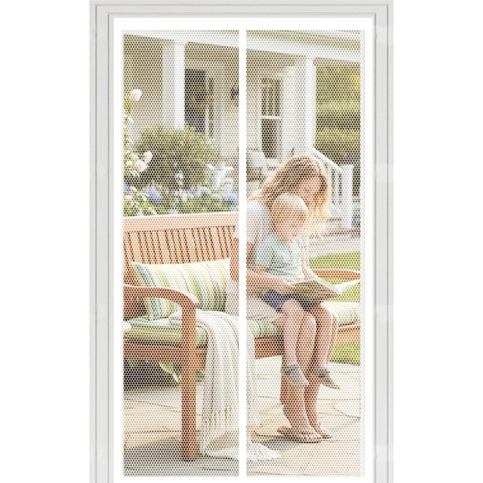 Liuyanyan White Door Fly Screen 78 X 217 Cm With Powerful Magnets Automatically Closes And Magic Tape, Install Without, Keep Bugs Out, Magnetic Fly Screen Door Curtain For Balcony,