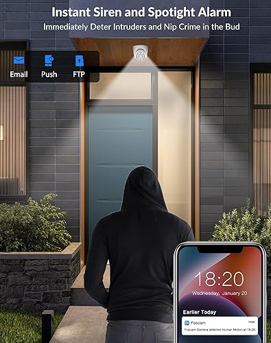 Miniatura 4 de FOSCAM Cámaras IP POE de seguridad 4K 8MP, T8EP UltraHD Cámara de seguridad de vigilancia para el hogar al aire libre con audio bidireccional,