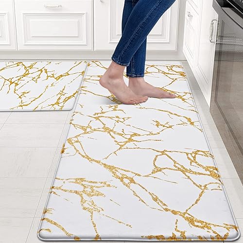 Alfombrillas de cocina acolchadas y antifatiga, 2 piezas, impermeables, antideslizantes, tapete de cocina de espuma viscoelástica para el hogar,