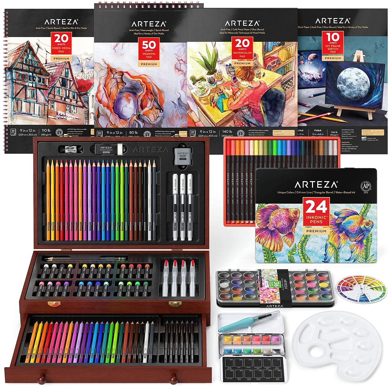 Buy Arteza Art Set, Includes Assorted Watercolors, Graphite and Colored
