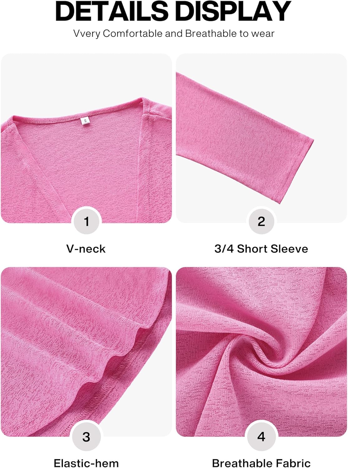 VIISHOW Women's Casual 3/4 Sleeve Lightweight Cardigan Open Front Summer Cardigans 2026 Trendy Shrug Coverups - Image 6