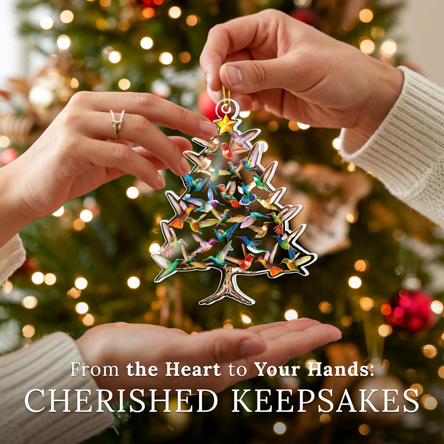 HEXMOZ Hummingbird Christmas Ornament - Bird Ornaments for Christmas Tree - Hummingbird Gifts for Women - Bird Gifts Ideas for Birds Lovers - Acrylic Holiday Decoration Ornament - Image 6