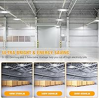 Vista 2 de Paquete de 4 luces LED UFO de alta bahía de 300 W, luces altas de 45,000 lm (equivalente a 1250 W MH/HPS) con atenuador, cable de 6' con enchufe