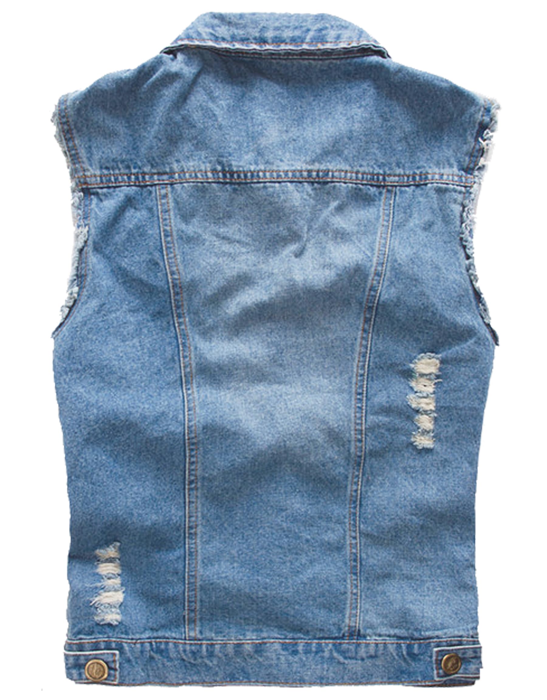 Giacca Denim Uomo Gilet per Vintage Strappato Gilet di Jeans da Uomo Senza Maniche Giacca Jeans Capispalla