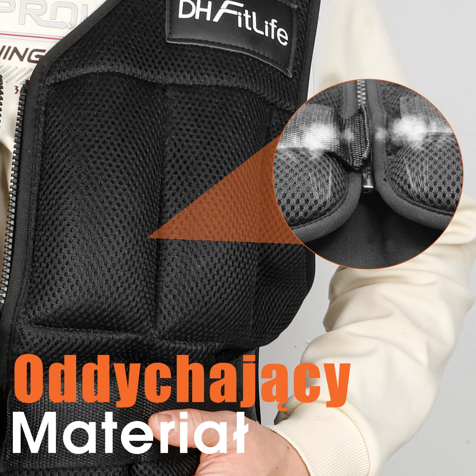 DH FitLife Regulowana Kamizelka Obciążeniowa z Regulowanym Obciążeniem 10/20/30 kg – do Budowy Mięśni, Treningu Siłowego i Wytrzymałościowego, na Crossfit i Bieganie dla Kobiet i Mężczyzn