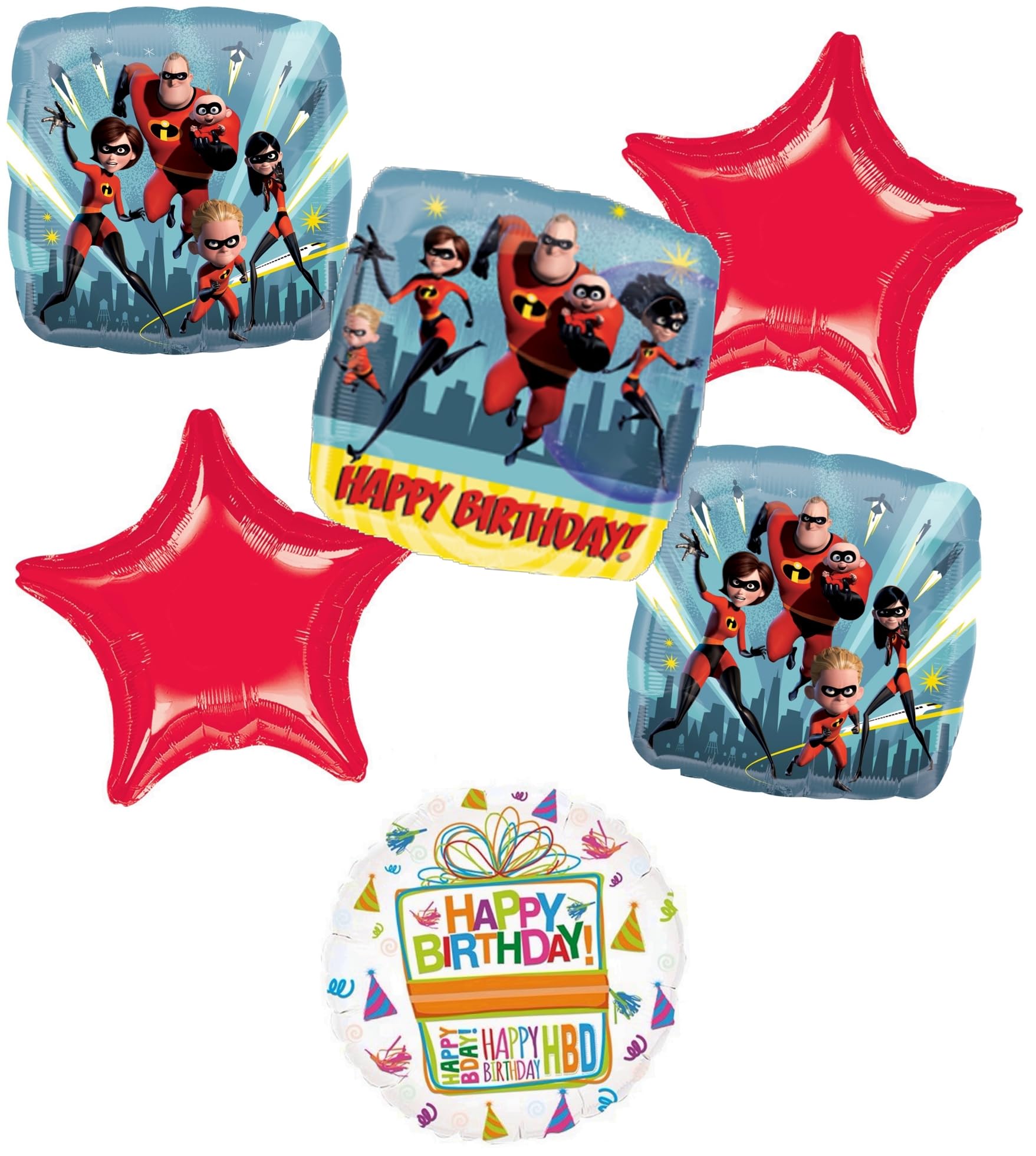 Anagram The Incredibles Birthday Party Supplies 6pc Balloon Bouquet Decorations
