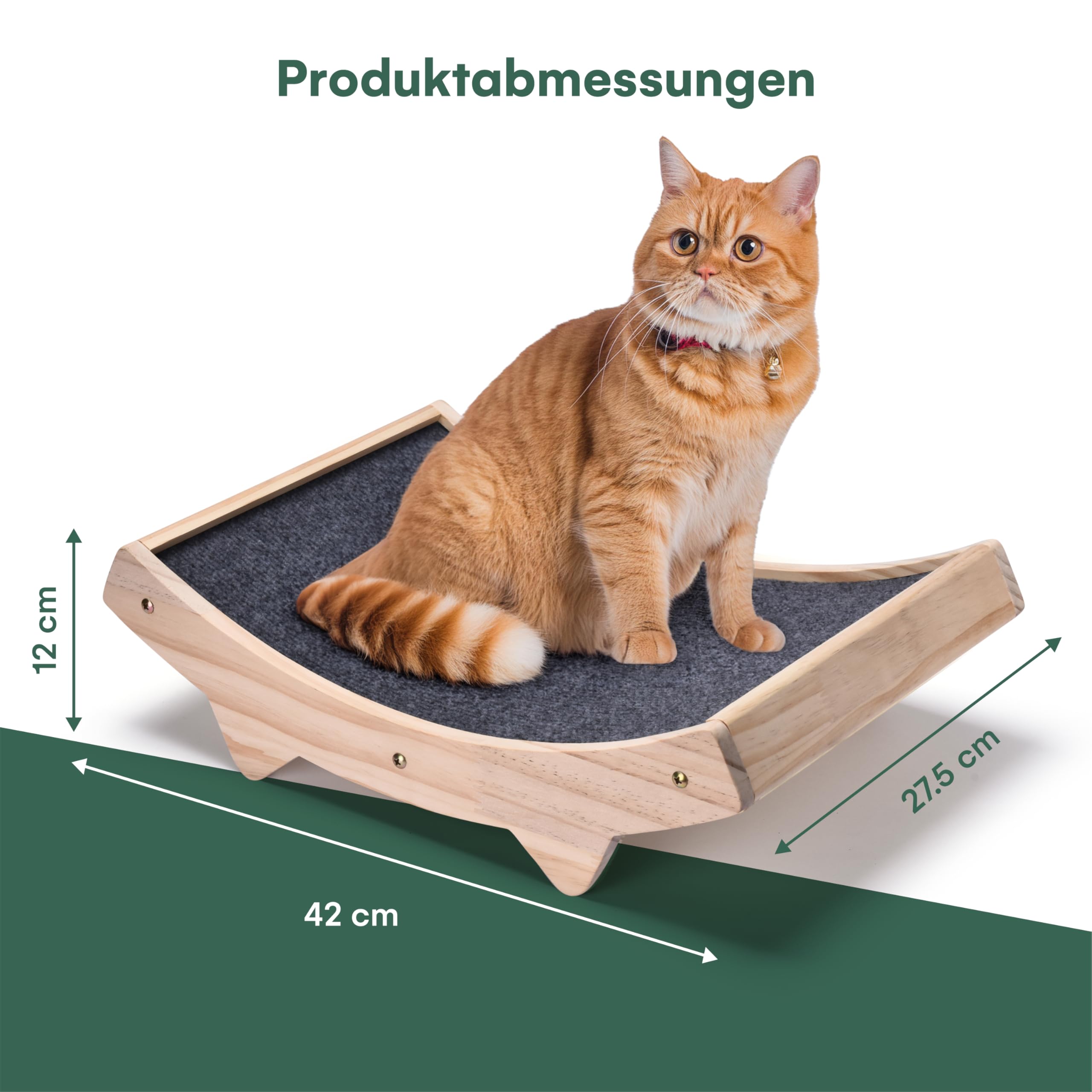 Pfotenolymp Katzenkratzbrett - Doppelseitig Haltbarer Katzen Kratzmatte - Holzstruktur Kratz Pads Katzenliege- Geflochtener Sisal + Teppichstoff Doppelseitige Katzenliege - 42 x 27.5 x 12cm