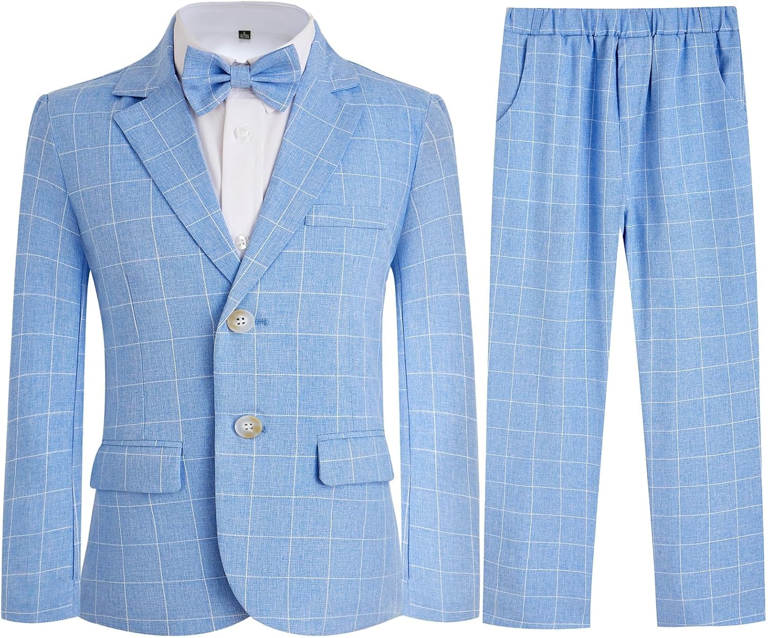 Boys Suit 3 Piece Plaid Suits Set Kids Toddler Boy Formal Birthday Party Ring Bearer Outfit 4T Light Blue