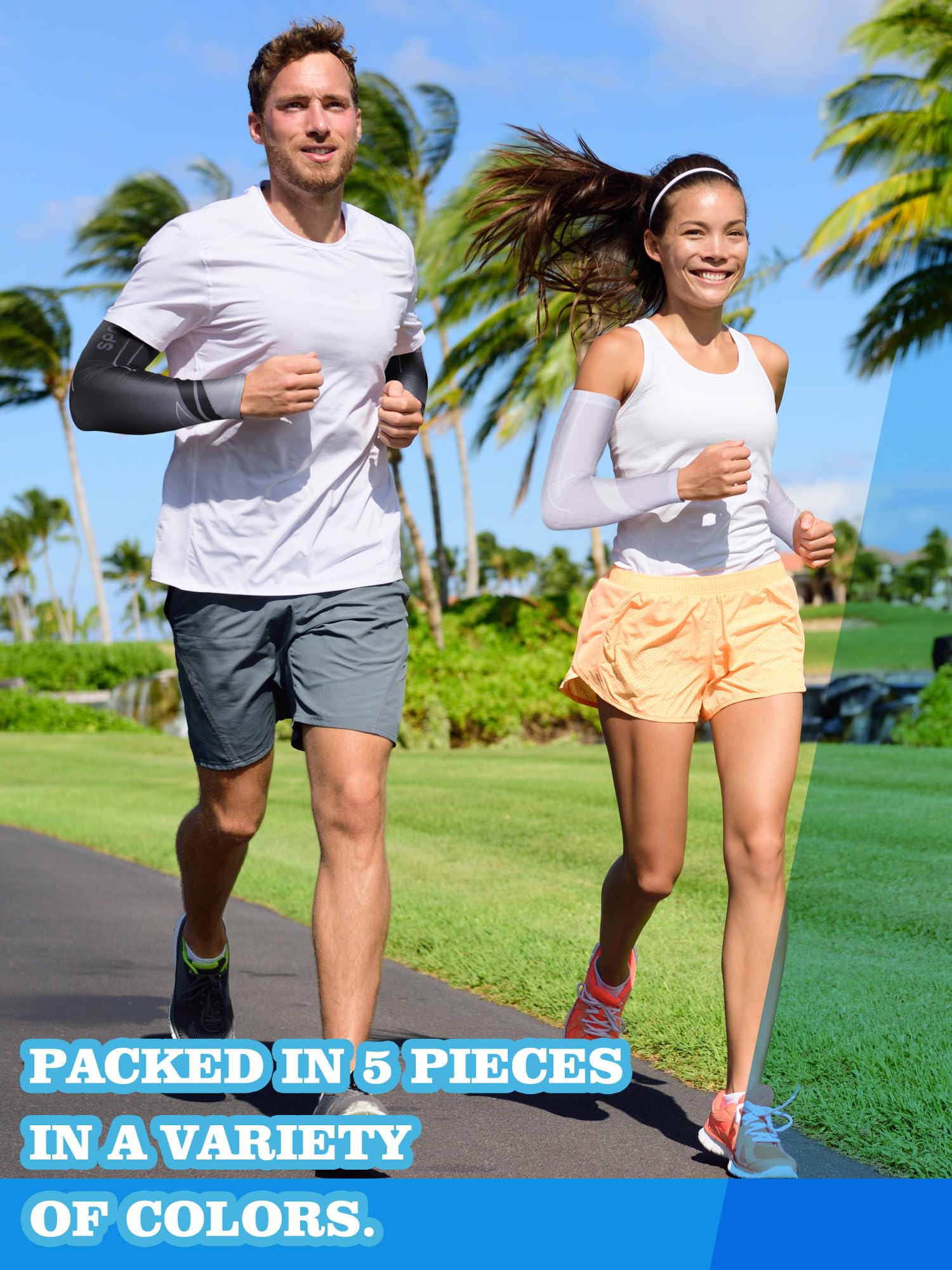 Tisancy 10 Pairs Sun Protection UV Arm Sleeves Cooling Anti Slip Compression Sleeves Sports Polyester Cycling Covers