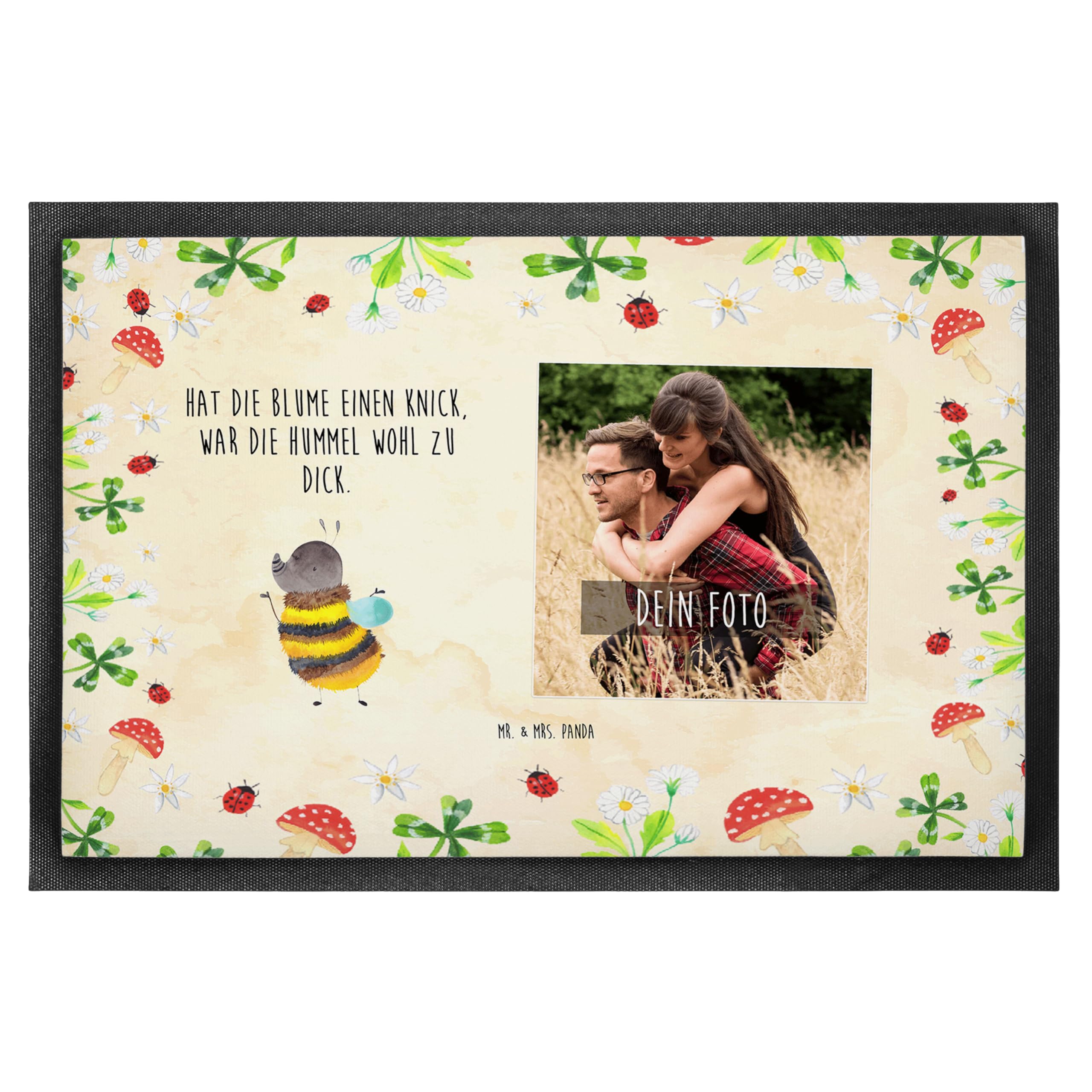 Mr. & Mrs. Panda Foto Fußmatte Hummel flauschig 40 x 60 cm - Geschenk, mit eigenem Bild, Blume, Biene, Lustige Sprüche, eigenes, Natur, Fotomatte