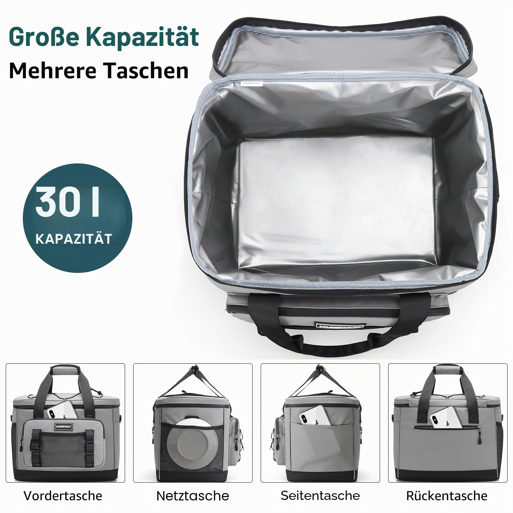Hulongo Kühltasche, 30 L, Isoliert, Wasserdicht Kühlbox | Isoliert, Wasserdicht