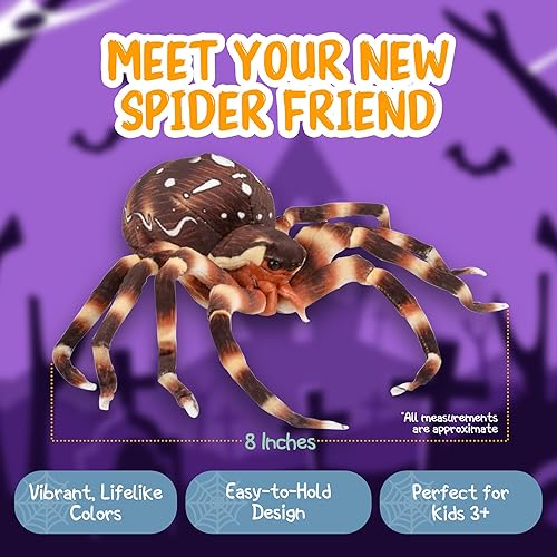 Miniatura 2 de Juguete de araña de peluche de 8 pulgadas, animal de peluche de araña para encender imaginaciones, juguetes de araña realistas suaves y seguros para