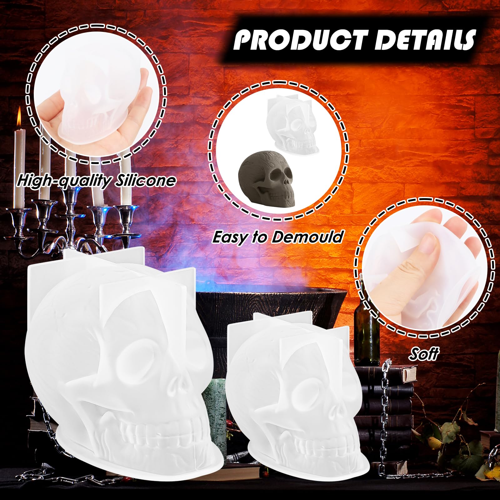 Moule En Silicone 3D - Grand Moule En Silicone Pour Résine époxy - Squelette - Tête De Mort - Moule