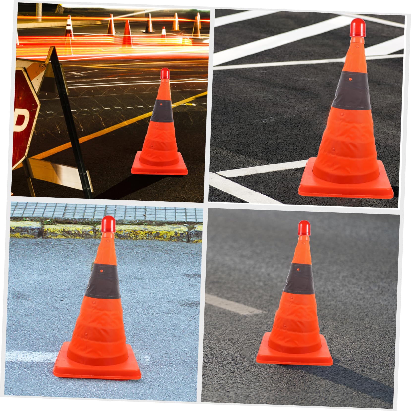 MUCKLILY Traffic Safety Cones Flashing LED Backlight Reflective Outdoor Traffic Cones Goal Cones Collapsible Road Caution Training Cones Multi Purpose Parking Cones Emergency Cones Abs